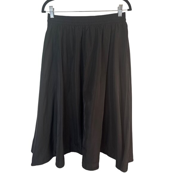 ZARA Black M/L Elastic Waist Midi Skirt Zara Polyester Flowy Design - Picture 7 of 15